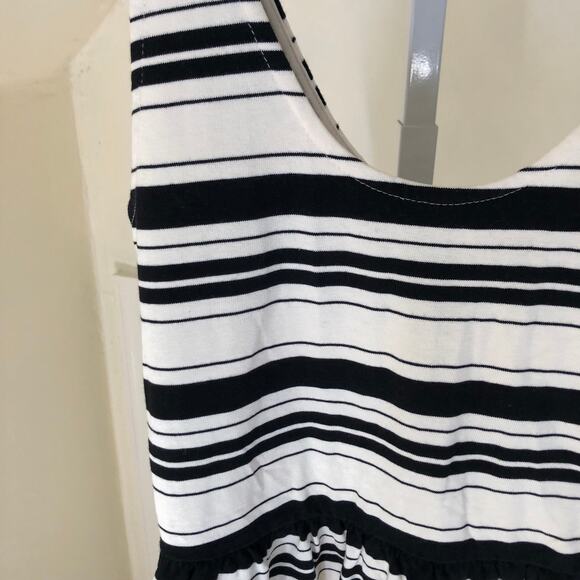 J. Crew NWOT Women's Villla Black Cream Fit & Flare Striped Sleeveless Dress S - Picture 3 of 8